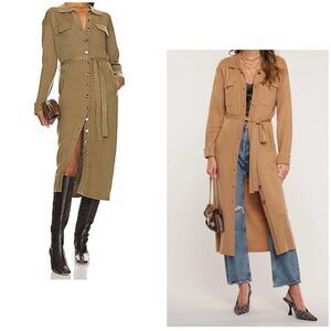 Heartloom Melina Cardigan Dress Women's S Camel Button Front Pockets Midi Belted